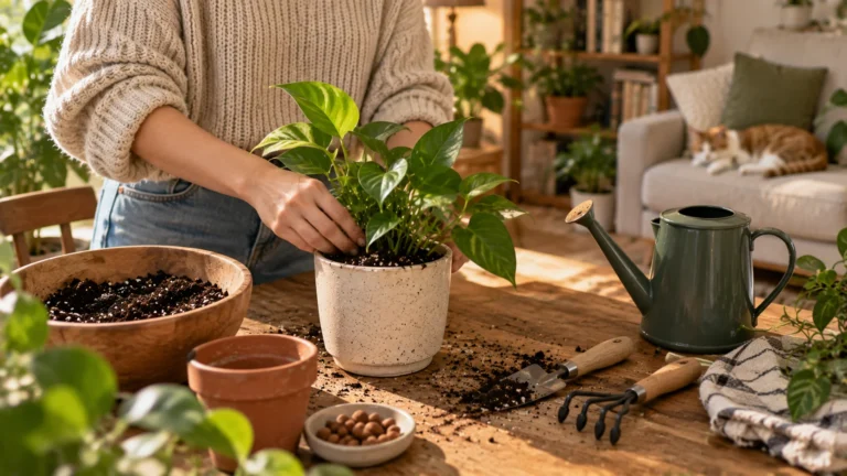 Beginner indoor garden with small plants in mini planters on a bright windowsill